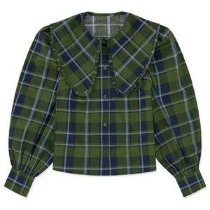 WeWoreWhat Collar Puff Sleeve Victorian Plaid Top Size M literally never worn!